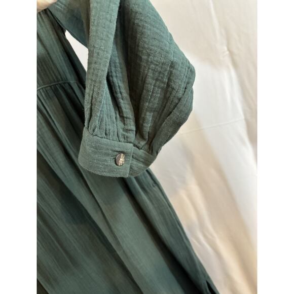 Madewell Lightspun Button Front Midi Dress Green Women’s 14 NWT Lagenlook Gauze - Picture 2 of 13